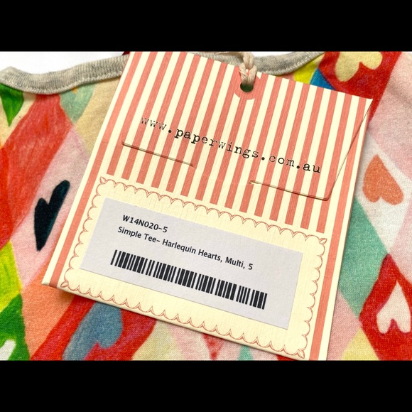 Paper Wings Harlequin Hearts Tee 5 NWT - Picture 4 of 5